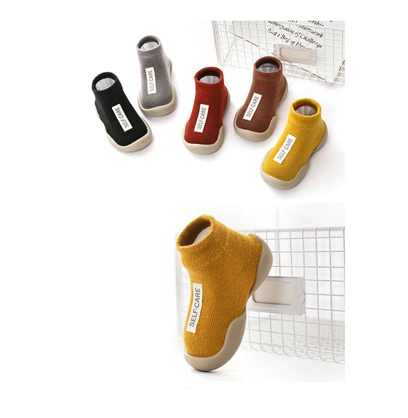 Baby Shoes Toddler First Walkers Infant Boys Girls Kids Rubber Soft Non-Slip Sole Floor Barefoot Casual Shoes Knit Booties