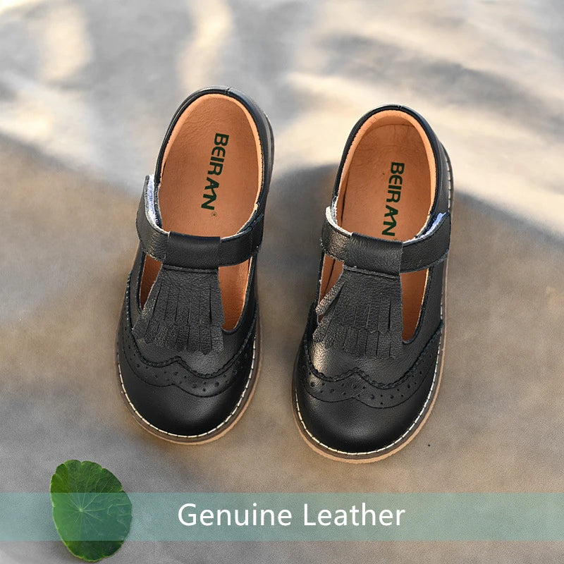 Spring Genuine Leather Children Casual Shoes Fashion Tassel Princess Shoes Non-slip Breathable Baby Girls Shoes