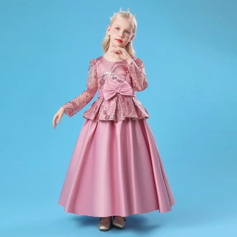 Girls Lace Full Sleeve Princess Dress Kids First Communion Dresses