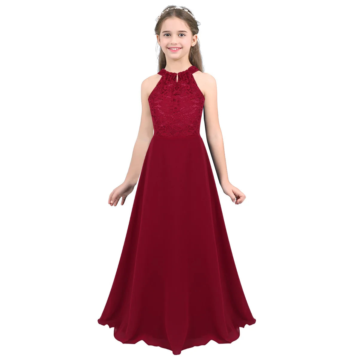 Summer Fashion Flower Girls Dress Wedding  Birthday Party Kids Long Dress