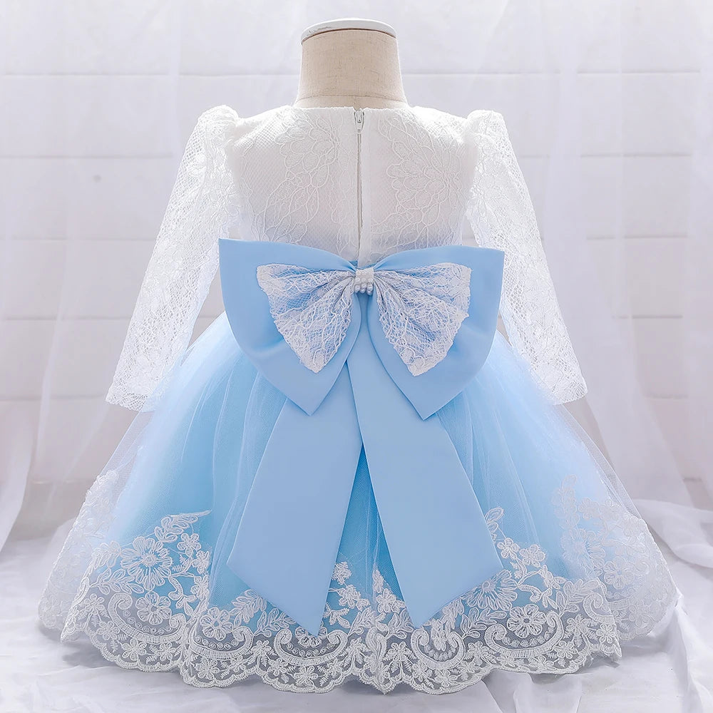 Baby Girls Dress Newborn Girl Long Sleeve Lace Party Wedding Dresses