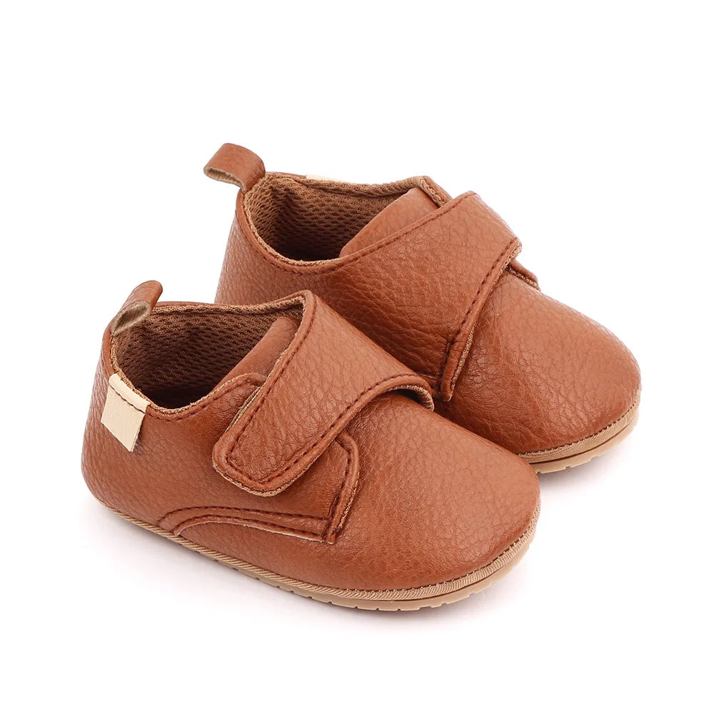 Newborn Baby Shoes Baby Boy Girl Shoes Classic Leather Rubber Sole Anti-slip