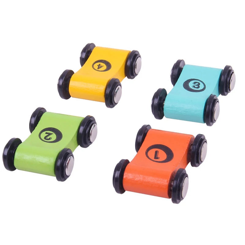 Baby Wooden Slide Car Model Toys Trolley Track Slide Cars Games Inertia Pull Back Glider Early Education Toys For Boy Mini Racer