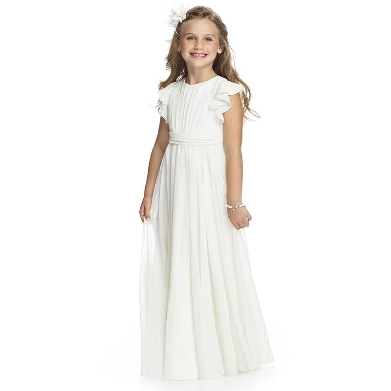 Long White Dresses for Kids Girls Princess Elegant Wedding Dress
