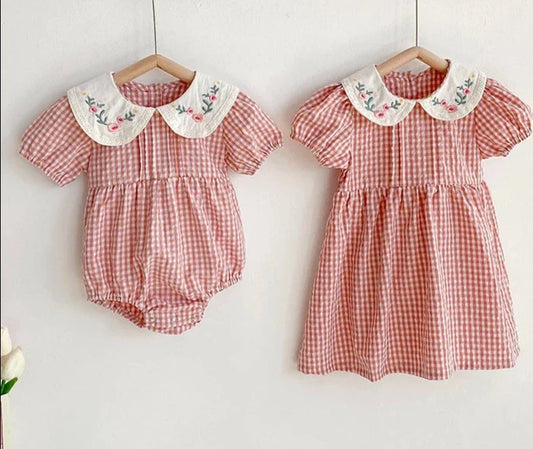 Floral Plaid Romper Outfit