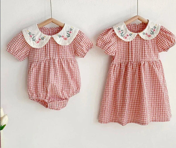 Floral Plaid Romper Outfit