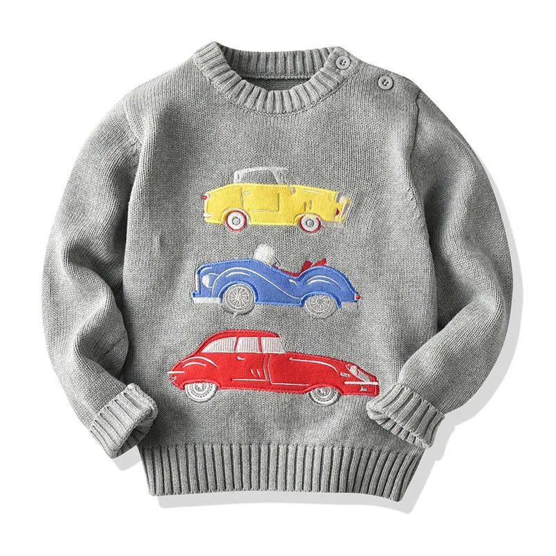 Leo Cartoon Car Boys Pullover Sweaters