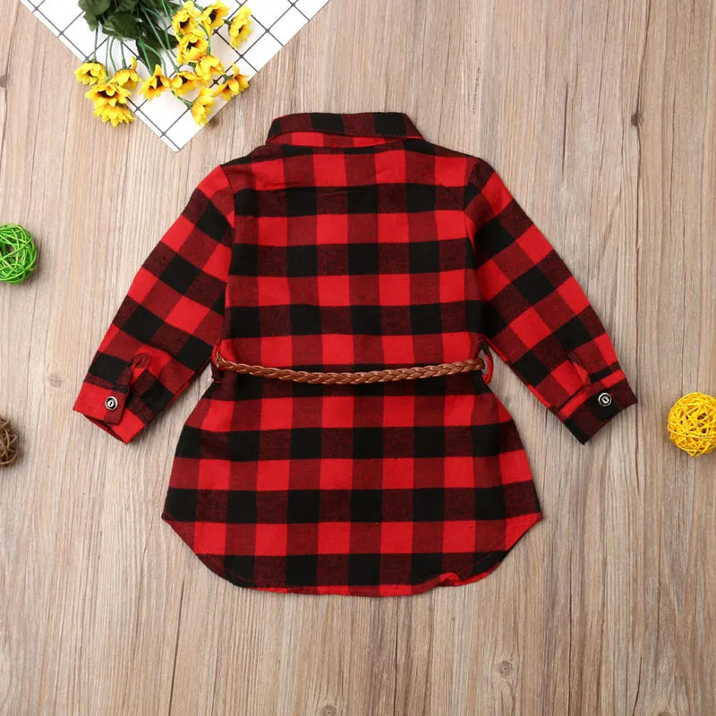 Mia Toddler Girls Plaid Long Sleeve Dress for Christmas