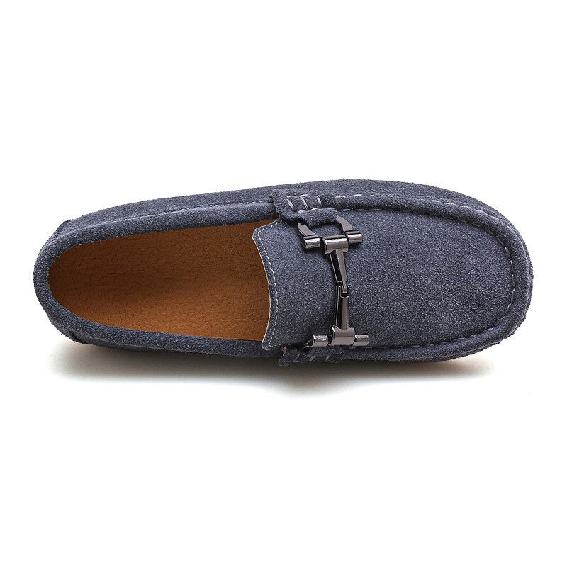 Boys Casual Hand Made Kids Loafers Black Gray Big boy Casual Slip On Flats Shoes - GuGuTon