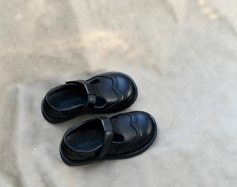 Children shoes British leather princess shoes Geniune leather shoes baby shoes spring autumn models single shoes campus soft sho