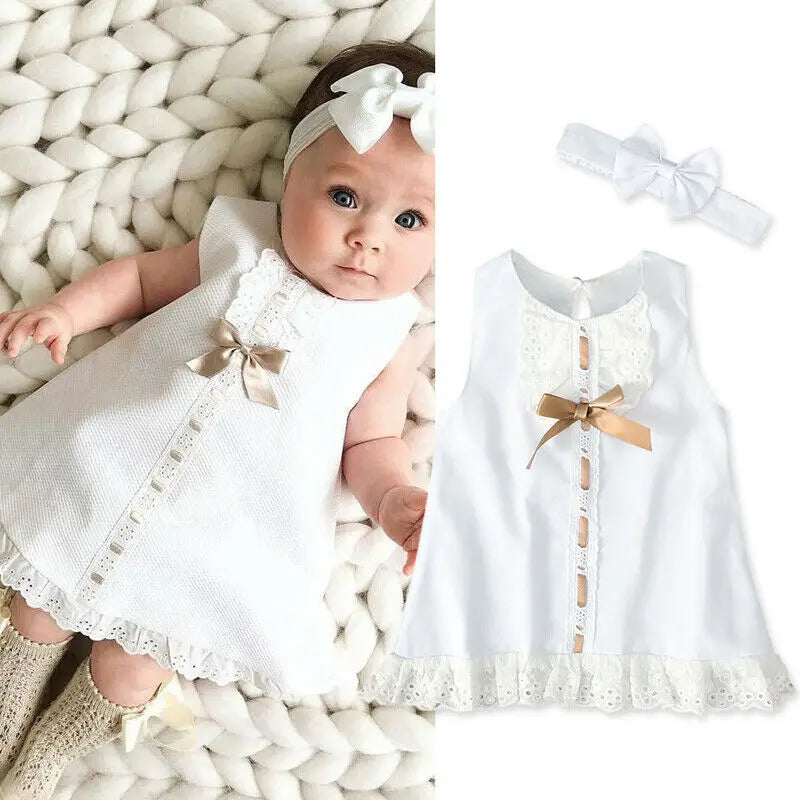 Rina Baby Girl White Lace Romper Dress for Summer