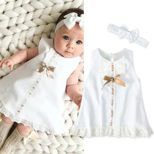 Rina Baby Girl White Lace Romper Dress for Summer