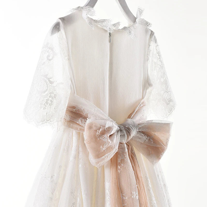 Long White Dresses for Kids Girls Princess Elegant Wedding Dress
