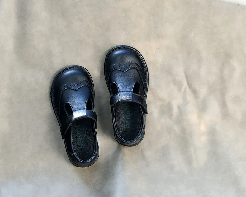 Children shoes British leather princess shoes Geniune leather shoes baby shoes spring autumn models single shoes campus soft sho