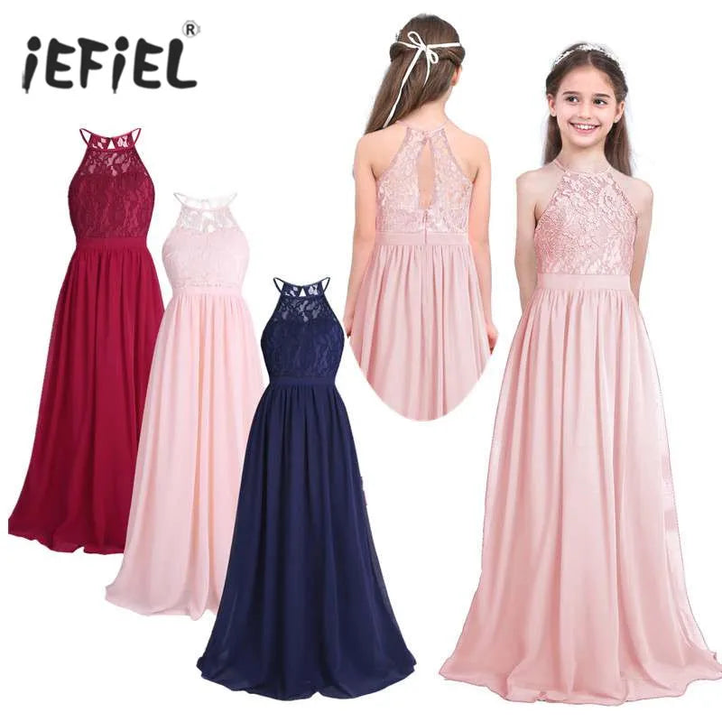 Summer Fashion Flower Girls Dress Wedding  Birthday Party Kids Long Dress