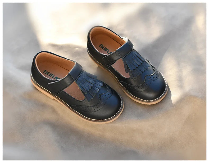 Spring Genuine Leather Children Casual Shoes Fashion Tassel Princess Shoes Non-slip Breathable Baby Girls Shoes