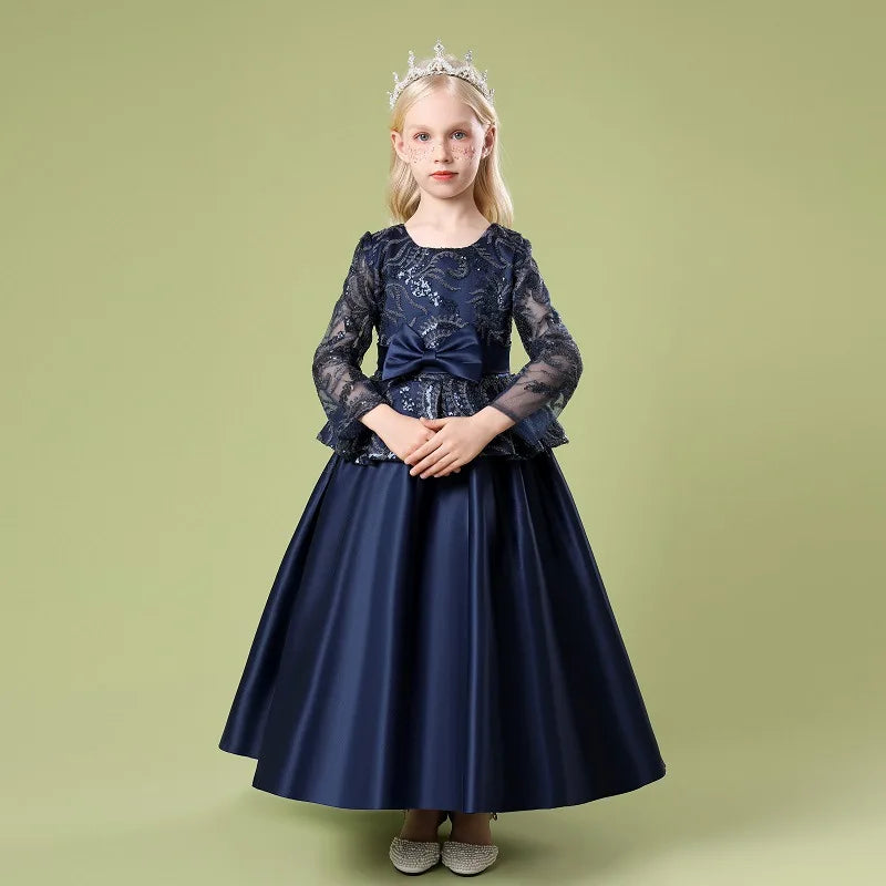 Girls Lace Full Sleeve Princess Dress Kids First Communion Dresses