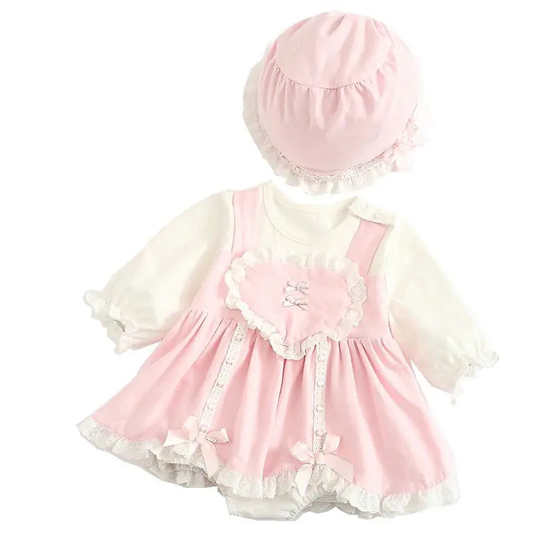 Newborn Baby Girl Tutu Dress for Birthday Bow Long Sleeve Spring Lace Girls Dresses & Hat Princess Clothes Set