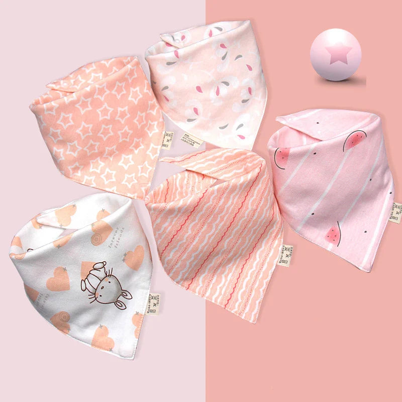 5Pcs/Set Baby Bibs Triangle Double Cotton Bandana Bibs