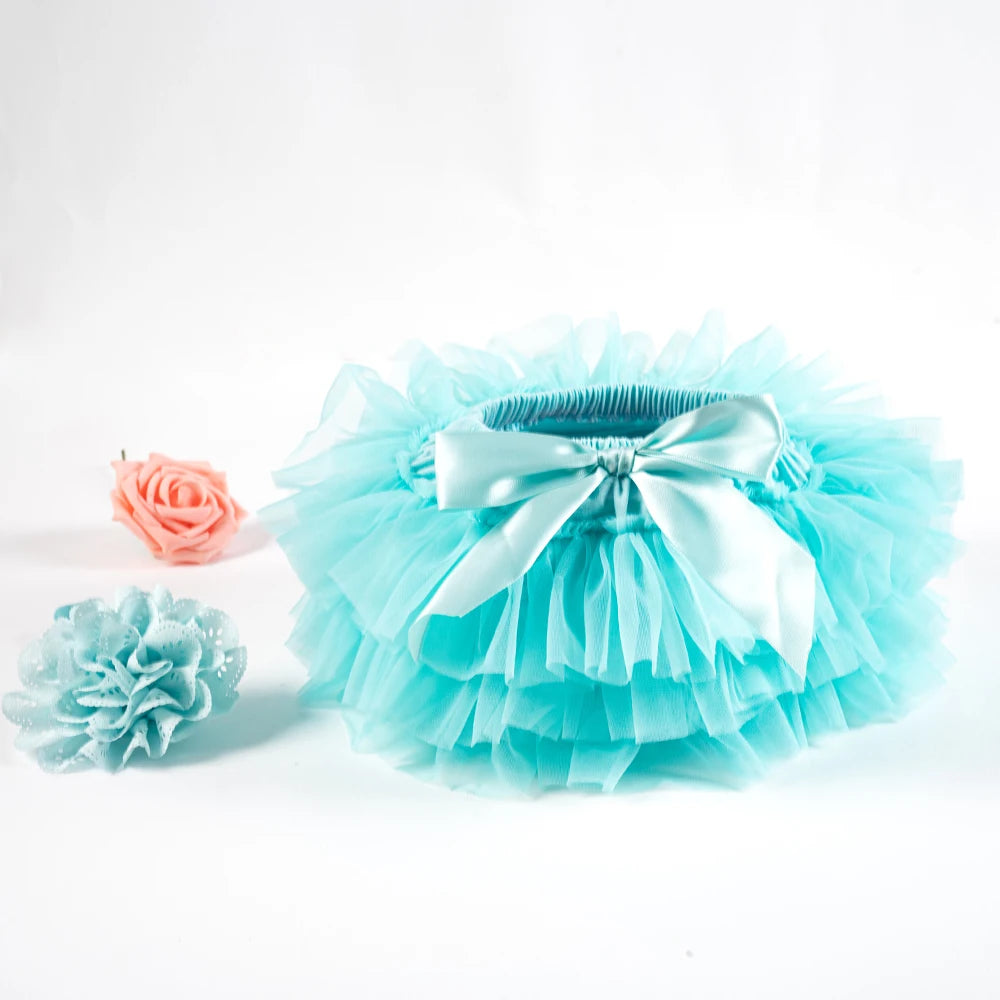 Baby Girls Tulle Tutu Bloomers Infant Newborn Diapers Cover 2pcs Short Skirts+Headband Set