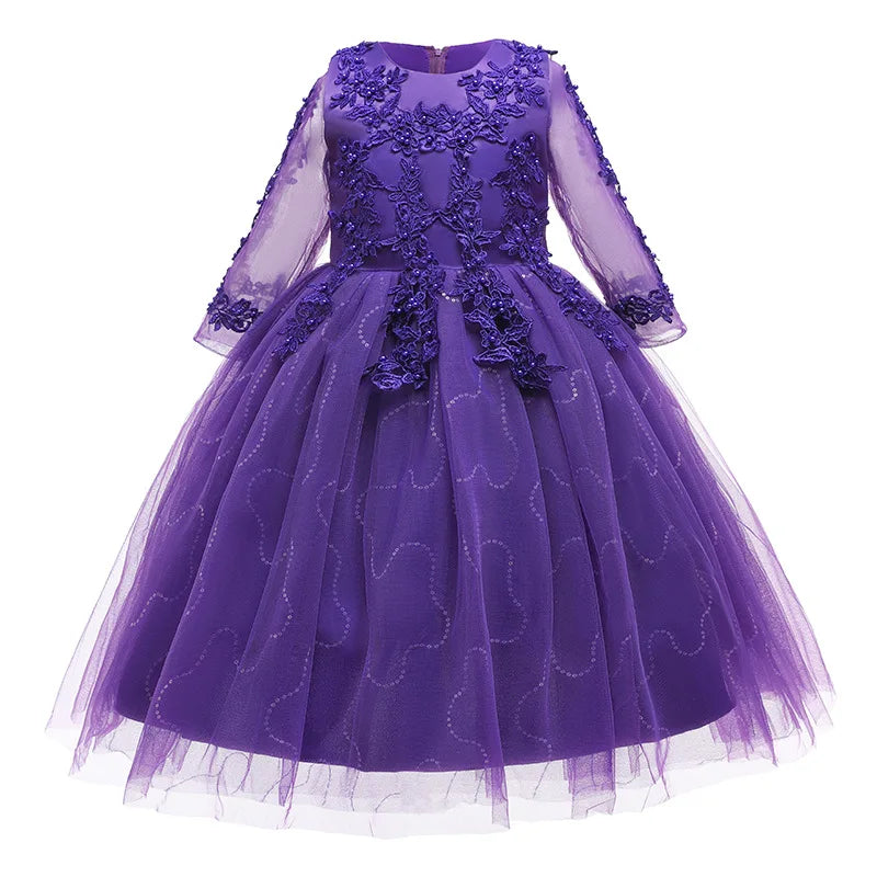 2025 new year dress flower girl dress female baby elegant embroidery  dress