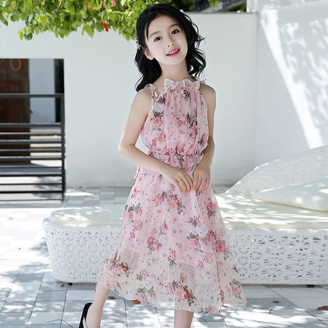 Girls Flower Bohemian Summer Dress ChildKids Girl Beach Dresses