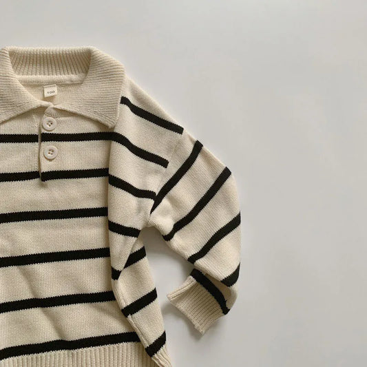 Alexander Striped Knitwear Turn Down Collar Sweaters