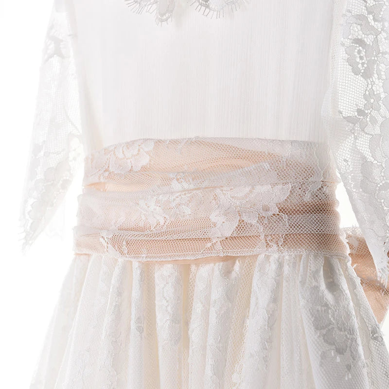 Long White Dresses for Kids Girls Princess Elegant Wedding Dress