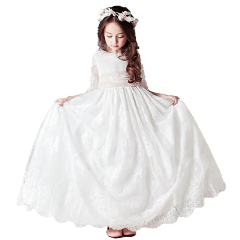 Flower Girls White Dresses for Wedding Party Elegant Kids Ceremony