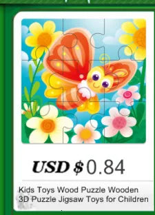 Kids Wooden Toys 3D Wood Puzzle Cartoon Animals Cognitive Jigsaw Puzzle