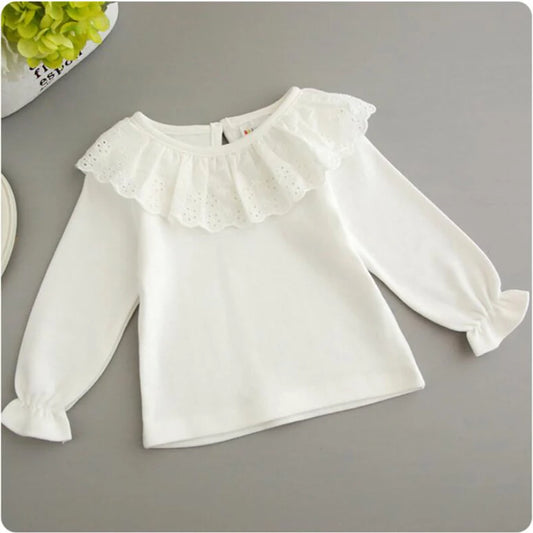 Pamela Long Sleeve Ruffle Doll Collar Top