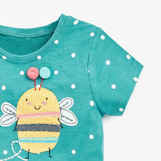 Olivia T-shirt  Sleeves Summer Clothes with Little Bees Lovely for Baby Girls