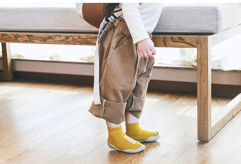 Baby Shoes Toddler First Walkers Infant Boys Girls Kids Rubber Soft Non-Slip Sole Floor Barefoot Casual Shoes Knit Booties