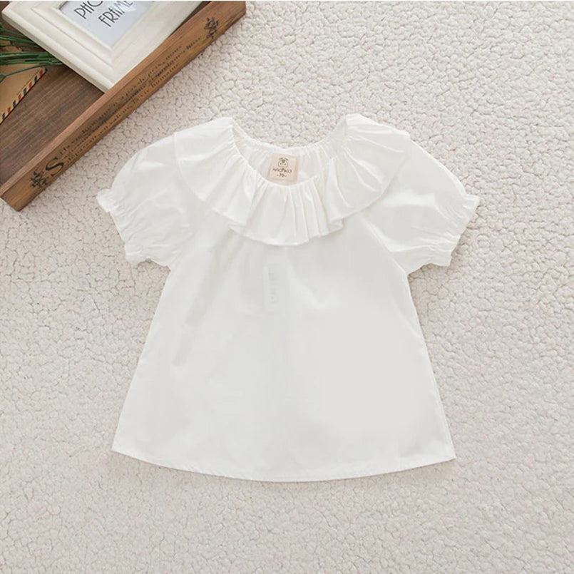 Franchesca Breathable Ruffle Collar Short Sleeved Top