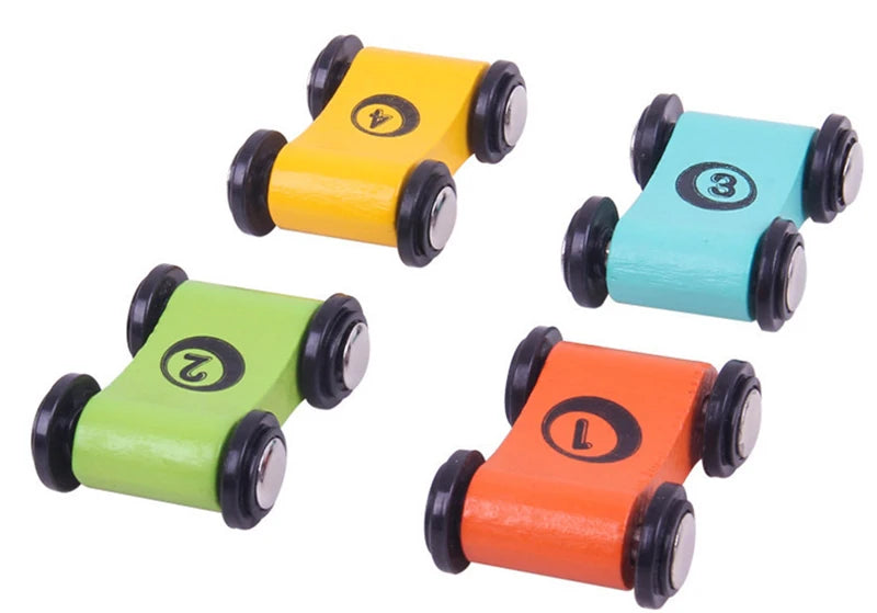 Baby Wooden Slide Car Model Toys Trolley Track Slide Cars Games Inertia Pull Back Glider Early Education Toys For Boy Mini Racer