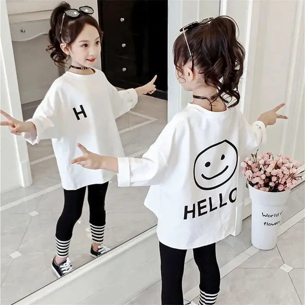 Emma Spring Autumn Girl Casual Sleeve Wide T-Shirt Baby Kids Children