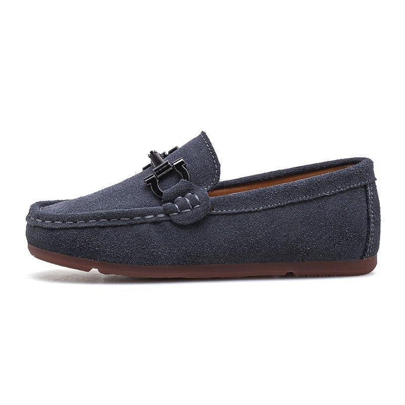 Boys Casual Hand Made Kids Loafers Black Gray Big boy Casual Slip On Flats Shoes - GuGuTon