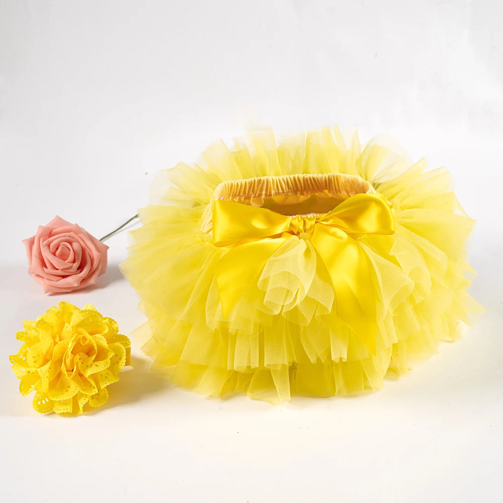 Baby Girls Tulle Tutu Bloomers Infant Newborn Diapers Cover 2pcs Short Skirts+Headband Set