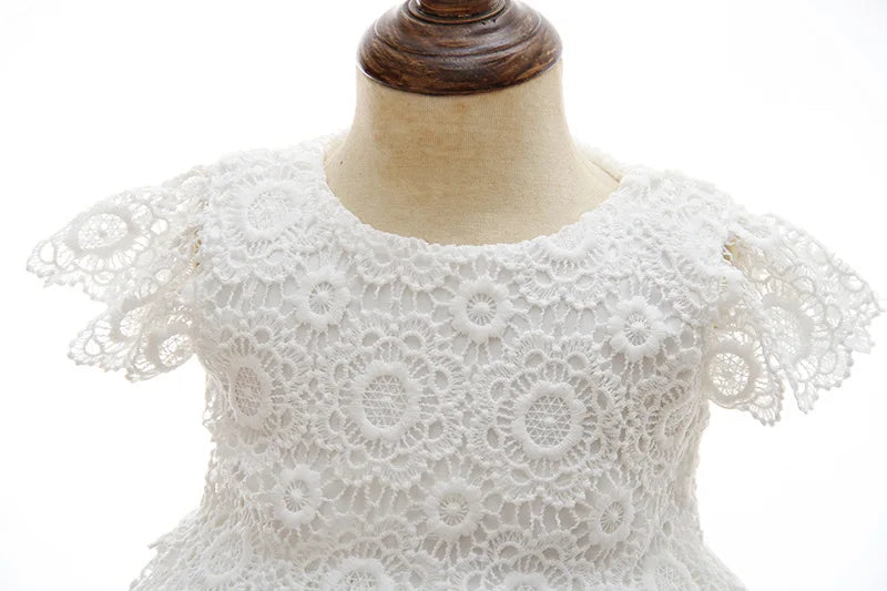 Newborn Baby Girl Baptism Dresses Party Wedding Girls Lace Flower Princess Dresses Infant Toddler 1 Year Birthday Clothes 3-24M