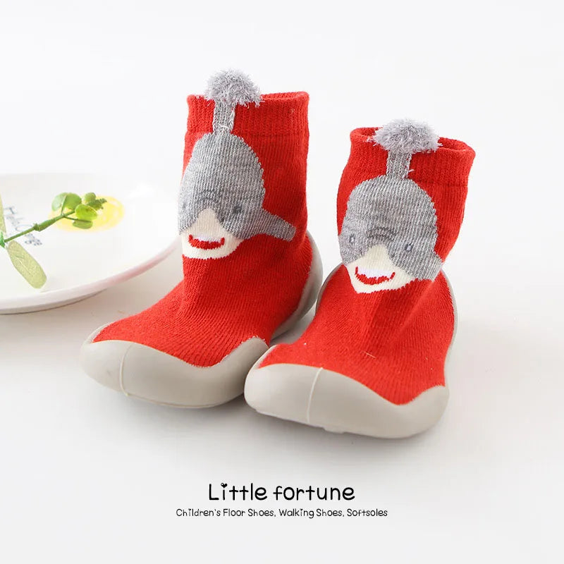 Baby Shoes Toddler First Walkers Infant Boys Girls Kids Rubber Soft Non-Slip Sole Floor Barefoot Casual Shoes Knit Booties