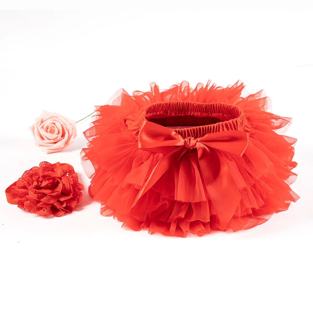Baby Girls Tulle Tutu Bloomers Infant Newborn Diapers Cover 2pcs Short Skirts+Headband Set
