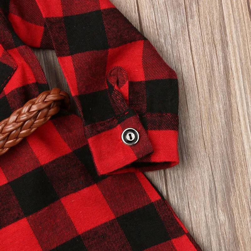 Mia Toddler Girls Plaid Long Sleeve Dress for Christmas