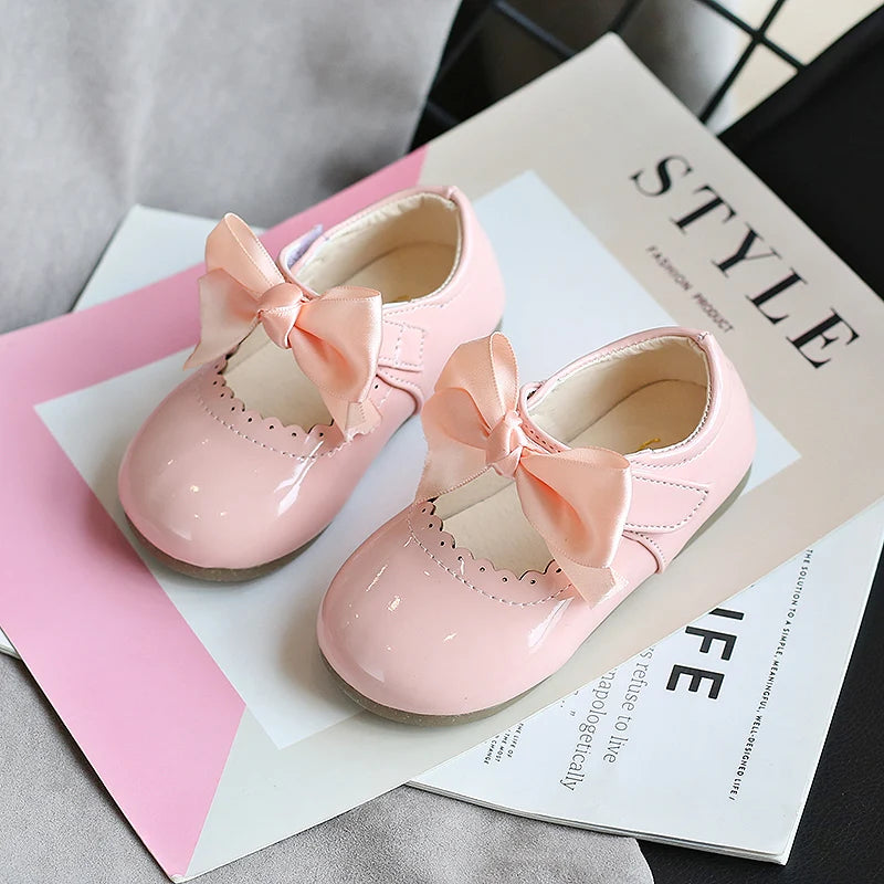 Spring Autumn Baby Girls Shoes Cute Bow Patent Leather Princess Shoes