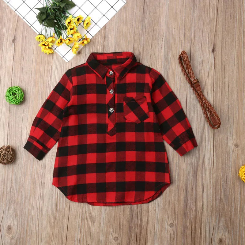 Mia Toddler Girls Plaid Long Sleeve Dress for Christmas