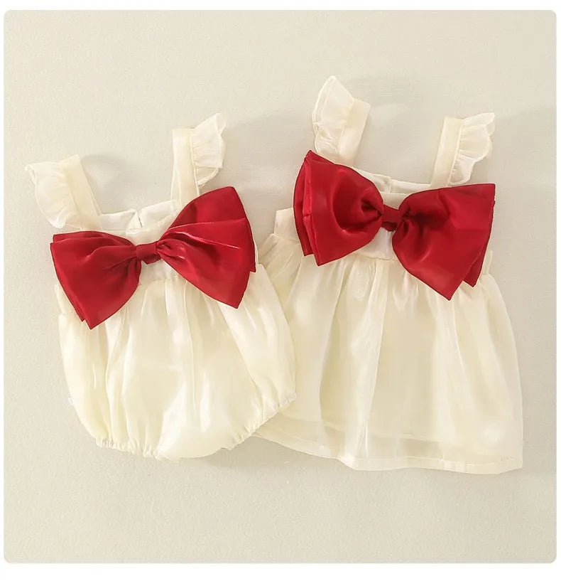 New Baby Girl Dress Summer Child Sweet Princess Infant Twins Party Wedding Children Clothing Birthday Gift Bowknot Bebe Ropa