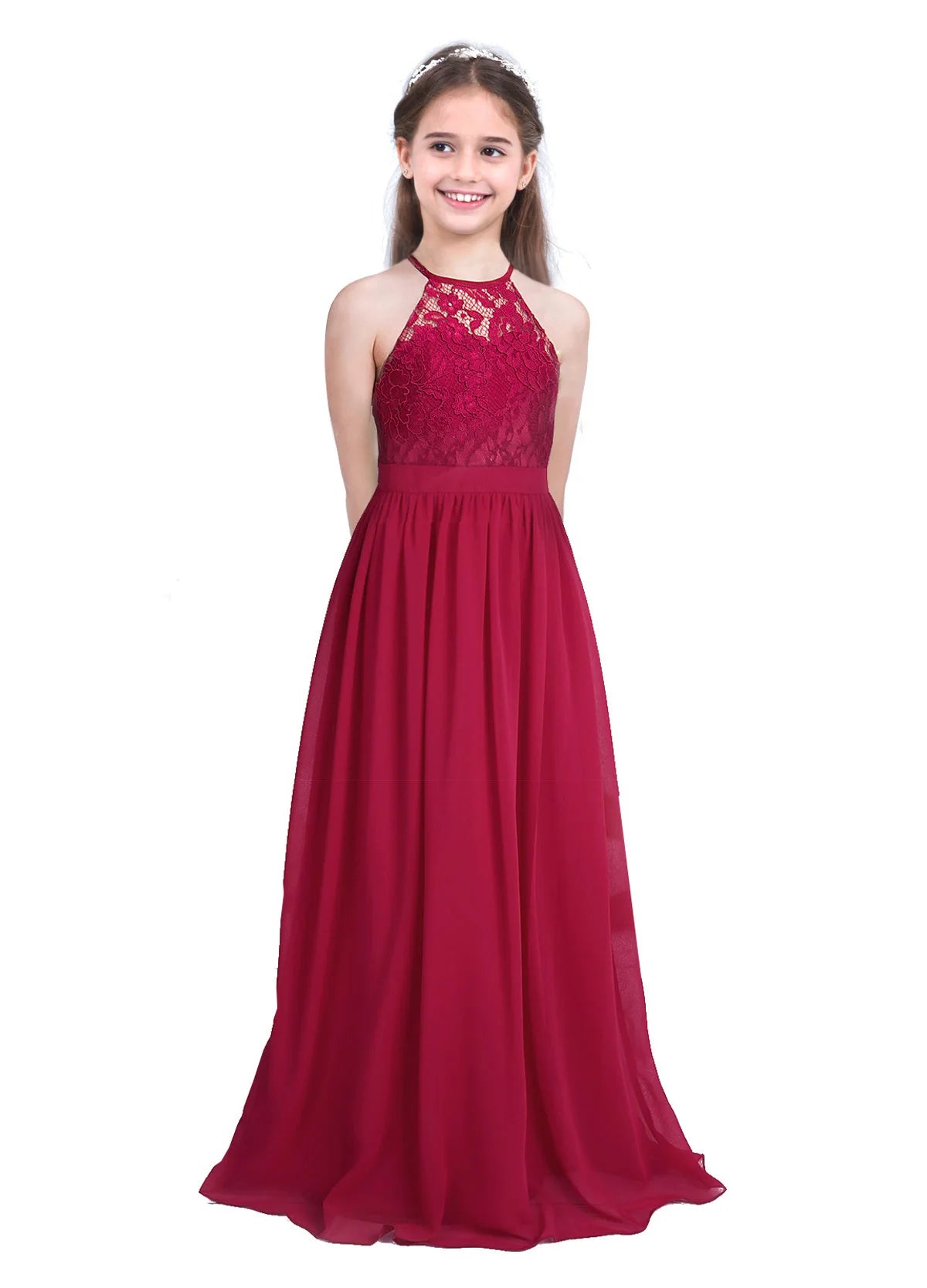 Summer Fashion Flower Girls Dress Wedding  Birthday Party Kids Long Dress