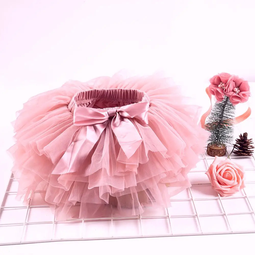 Baby Girls Tulle Tutu Bloomers Infant Newborn Diapers Cover 2pcs Short Skirts+Headband Set