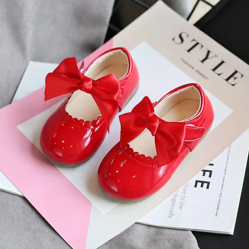 Spring Autumn Baby Girls Shoes Cute Bow Patent Leather Princess Shoes