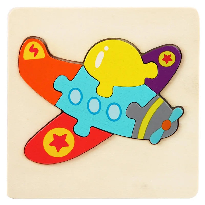 Kids Wooden Toys 3D Wood Puzzle Cartoon Animals Cognitive Jigsaw Puzzle