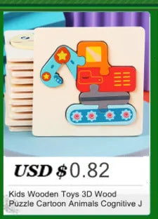 Kids Wooden Toys 3D Wood Puzzle Cartoon Animals Cognitive Jigsaw Puzzle